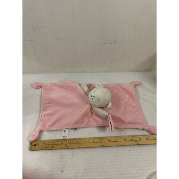 Carters OS Pink/White rattle plush lamb blankie blanket 16x7.5" - Picture 6 of 7